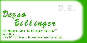 dezso billinger business card